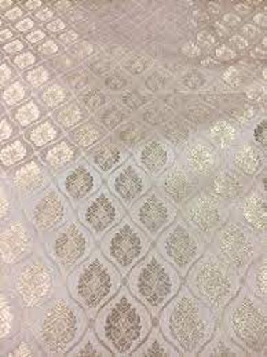 Lightweight Skin Friendly Breathable Golden And Cream Designer Brocade Fabric