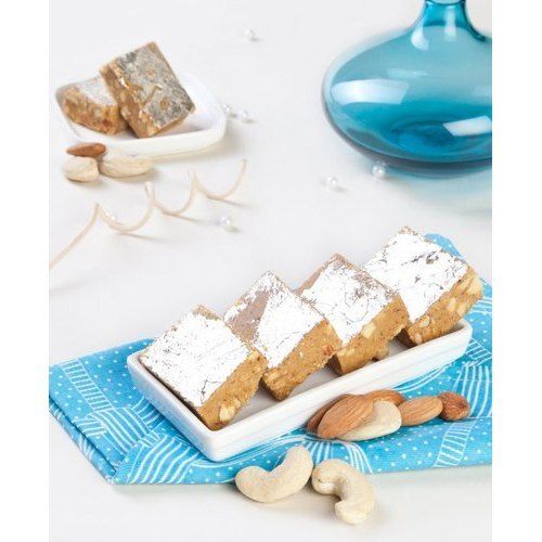 Natural Silver And Brown Square Shape Tasty Chana Badam Burfi