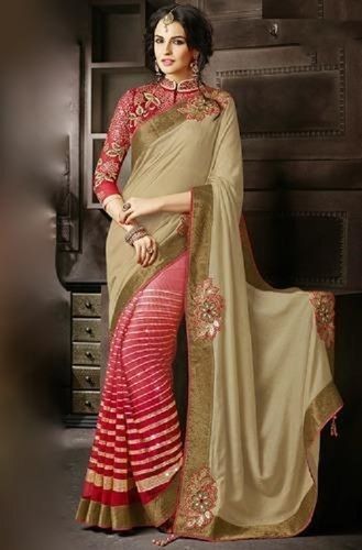 Womens Elegant And Classy Breathable Designer Pink Silk Saree With Unstitched Blouse 