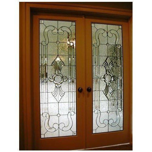 Durable Easy To Install Wooden Hinged And Open Style Hinged Decorative Glass Door