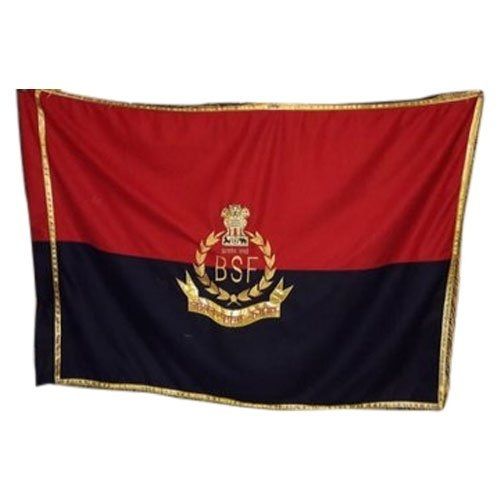 Horizontal Sturdy Lightweight Elegant Look Bsf Cotton Embroidered Flag 