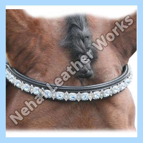 Leather White And Black Color Horse Browbands With Water Proof Properties