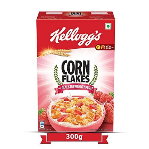 Real Strawberry Puree Breakfast Cereals Low Fat 'Kellogg'S Corn Flakes