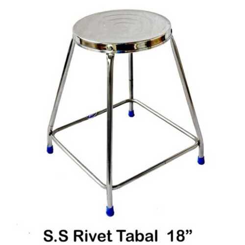 Machine Made Silver Powder Coated 18Inch Stainless Steel Rivet Stool, For Hotel