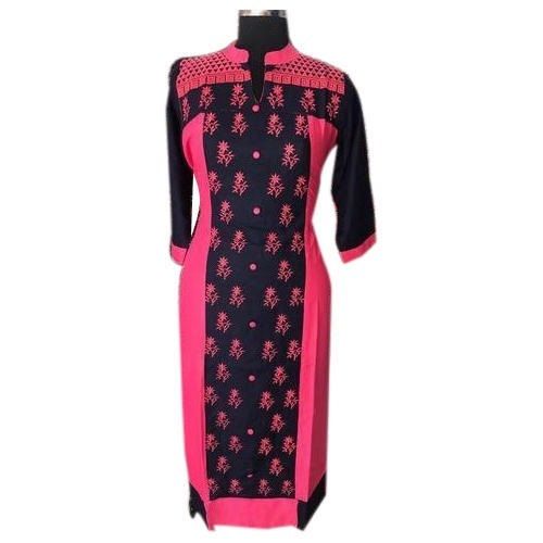 Multi Color Women 3/4 Sleeves Casual Wear Comfortable Skin Friendly Printed Cotton Multicolor Kurti