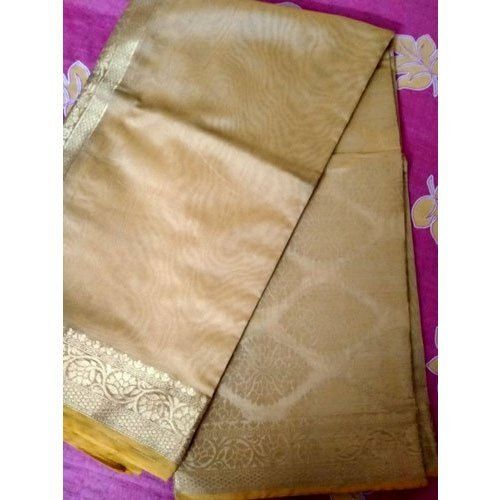 Cream Attractive Easy To Wear Comfortable Peach Woven Cotton Handloom Sarees 