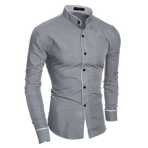 Plain Grey Collar Neck Full Sleeve Simple And Stylish Look For Mens Shirt Age Group: 18 + Above