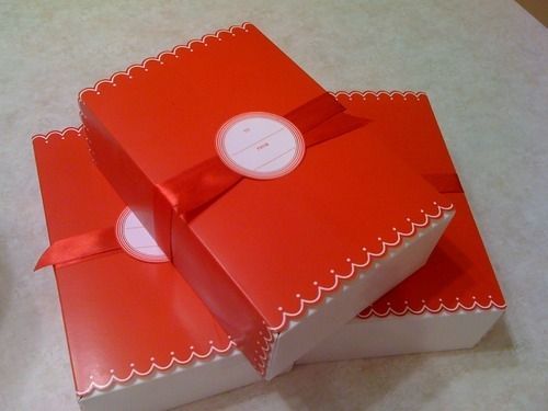 Disposable Rectangular Plain Cardboard Red Sweet Boxes