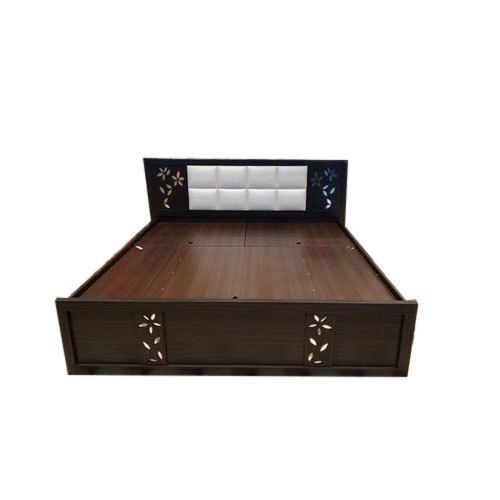 Machine Made High Quality Strong Durable Polished Solid Designer Brown Wooden Double Bed