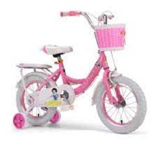 Kid Ride Training Wheels And Comfortable Front Side Basket Light Pink Bicycle