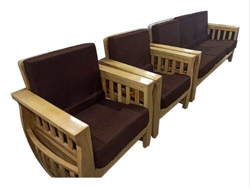 Longevity Glossy Finish Brown Rectangular Rubber Wood Sofa Set