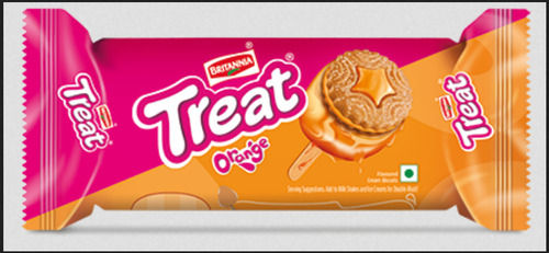 Glucose Mouth Watering Crunchy Sweet And Delicious Taste Britannia Treat Orange Cream Biscuits