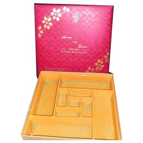 Pink And Yellow Paper And Plastic Glossy Lamination Finish Fancy Sweet Box Length: 6 Millimeter (Mm)