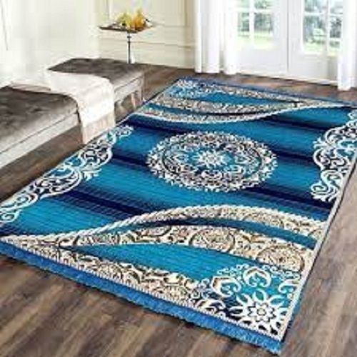 Smooth Finishing Easy To Clean Blue And White Designer Carpets