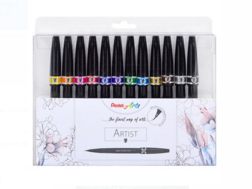 12 Color Set Of Pentel Artist Micro Watercolor Brush Tip Sign Pens  Use: Making Comic