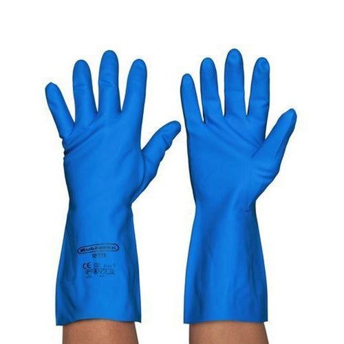 Breathable 9 Inch Blue Long Length Full Finger 160 Gsm Cotton Hosiery Industrial Glove