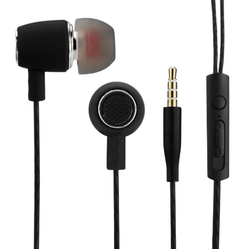 Black Wired In-Ear Earphones with Mic and Master Volume Slider Plastic Body - Signature Twistlock Technology In-Line HD Microphone Multi-Function Control