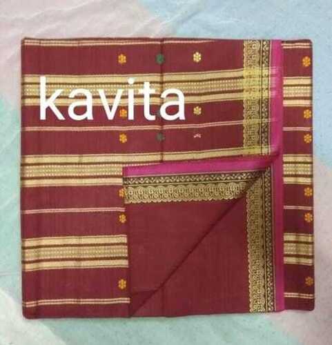 Daily Wear Red And Golden Colour Printed Beautiful Designer Cotton Wrinkle Free Saree 