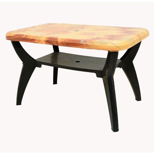 Lightweight And Durable Rectangular Orange And Black Plastic Dining Table Indoor Furniture