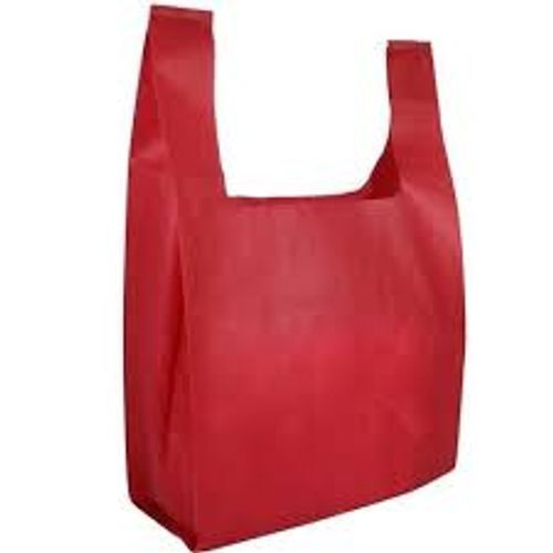 U Cut Non Woven Plain Red LDPE Plastic Carry Bags For Groceries And Daily Needs