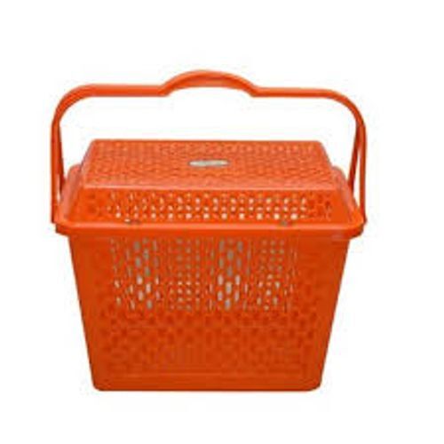 Beautiful Sturdy Plastic Trendy Shopping Storage Orange Basket With Handles
