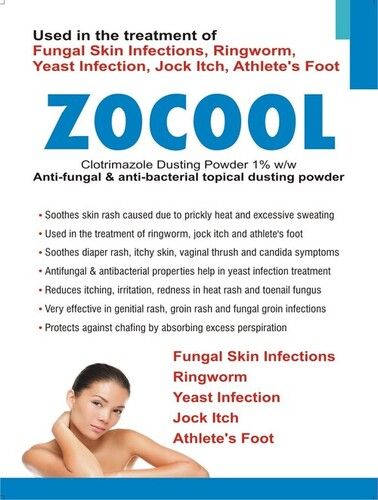 Anti-Fungal and Anti-Bacterial Zocool Clotrimazole Dusting Powder 1% w/w