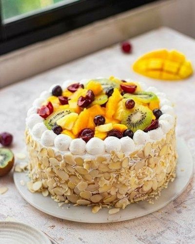 Delicious Fruits And Nuts Topping Fresh And Eggless Creamy Fruit Cake  Fat Contains (%): 0.3 Grams (G)