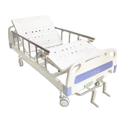 White Manual Adjustable Hospital Bed With Folding Guardrail And 1 Year Of Warranty