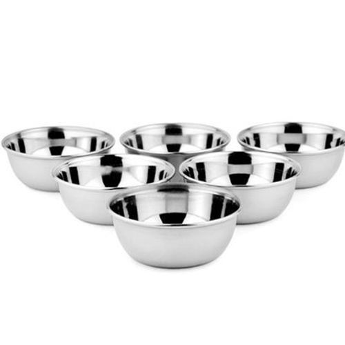 सिल्वर स्टेनलेस स्टील बाउल सेट डिश सर्विंग कटोरी और बाउल सेट 6 का पैक