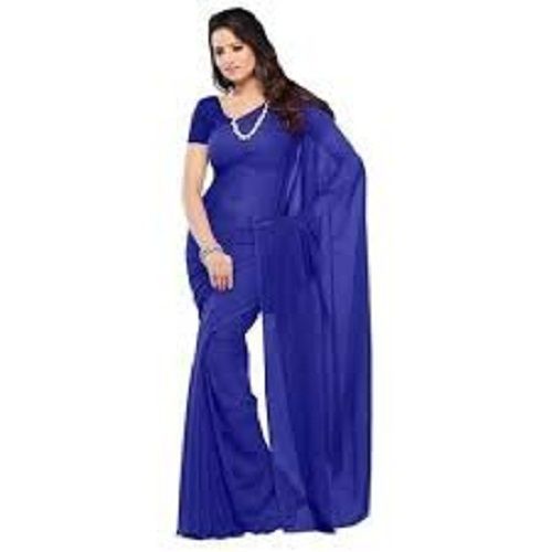 Blue Women Comfortable And Breathable Easy To Wear Cotton Silk Saree