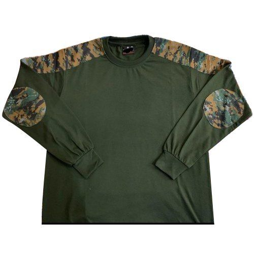 Full Sleeve Breathable Skin Friendly Wrinkle Free Printed Round Neck Green T Shirt For Men