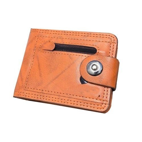 Orange Colour Mens Leather Wallet With Microfiber And Stylish Design For Regular Use Design: Simple