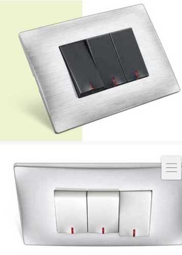 White Modular Switches In Abs Polycarbonate Material And Rectangular Shape