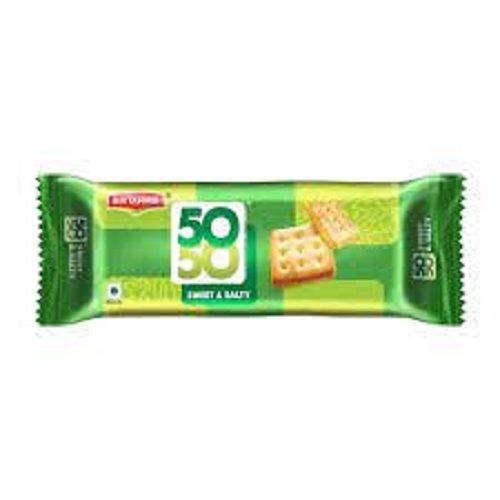 Rectangular Shape Salty Taste Crispy Texture 15% Fat Delicious Hygienically Packed 50-50 Biscuits Fat Content (%): 15 Percentage ( % )