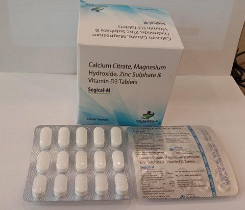 Solid Calcium Citerate Magnesium Hydroxide Zinc Sulphate And Vitamin D3 Segical-M Tablet