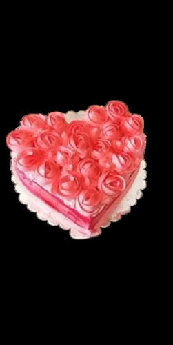 Delicious Rose Topping Design Egg Less And Fresh Strawberry Cake 1.5 Kg