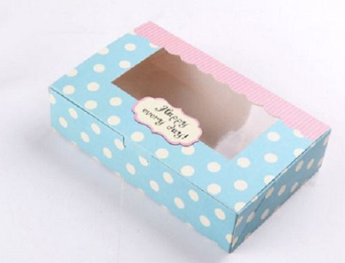 Non Toxic Pink And Blue Colour Rectangular Printed Front Window Cupcake Packaging Box