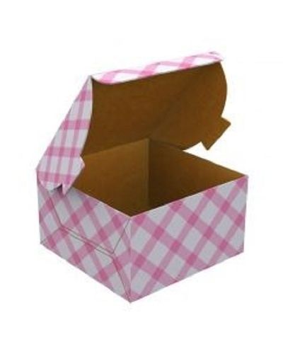 Non Toxic Pink And White Checkered Square Eco Friendly Corrugated Packaging Paper Box