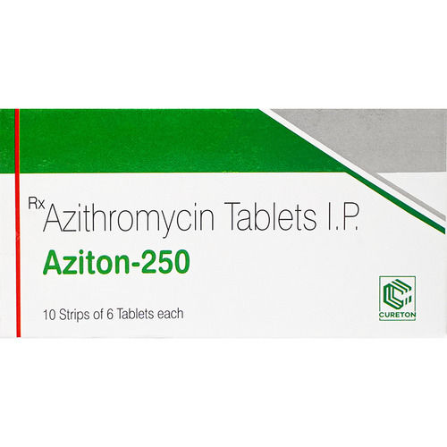 Aziton-250 Azithromycin Antibiotic Tablets, 10X6 Strip Pack Storage: Room Temperature