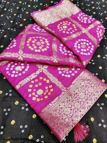 Purple Heavy Banarasi Best Quality Always First Time Complsry Dry Clean 0.80- 5.5 Bandhani Saree 