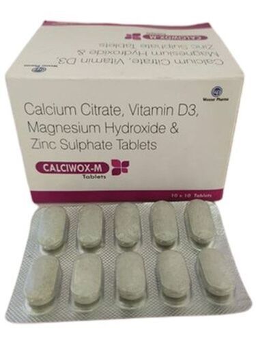  कैल्शियम विटामिन D3 मैग्नीशियम हाइड्रॉक्साइड और जिंक सल्फेट टैबलेट Calciwox-M 