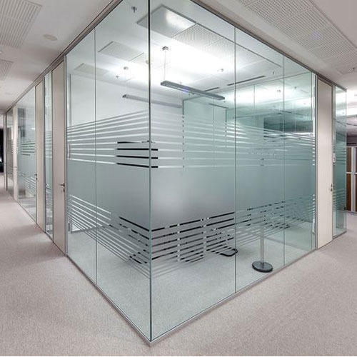 Corporate Office Cabin Toughened Glass Partition Machine Made Artworks No Assembly Required