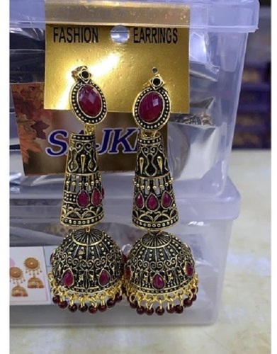 Ladies Artificial Brass Earrings Set - Glass & Onyx Materials, Attractive Designs with Shiny Modern Look | Perfect for Casual and Party Wear