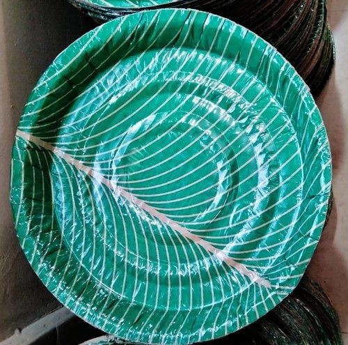 100 Percent Recycled Green Rounded Plain Disposable Paper Plate For Party Size: 13 Inches