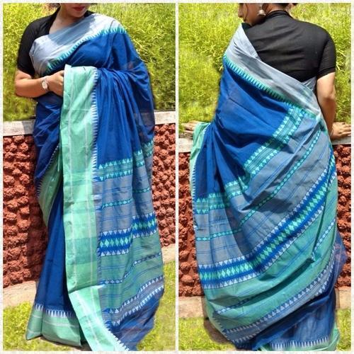 Blue Colour Traditional Look With Blouse Piece Handloom Pure Cotton Saree