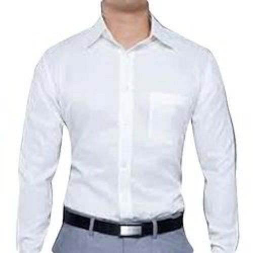 Full Sleeves Plain White Colored Casual And Good Looking Office Wear Cotton Men'S Shirt Gender: Male