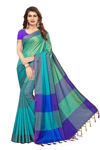 Ladies Silk Saree - Cotton Silk Fabric, Green with Eye-Catching Printed Design | Lightweight for Effortless Draping, Elegant and Comfortable for Special Occasions