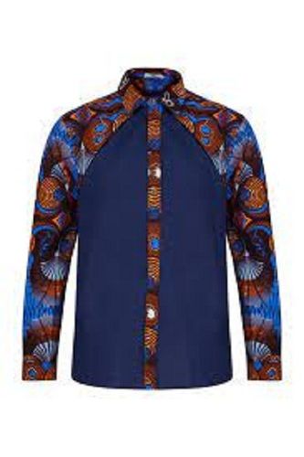 Blue Men'S Casual Wear Full Sleeves Printed Pattern Pure Cotton Material Shirts