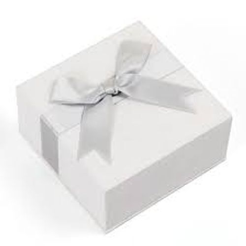 Plain White Square Cardboard Box For Gift Packaging With Ribbons