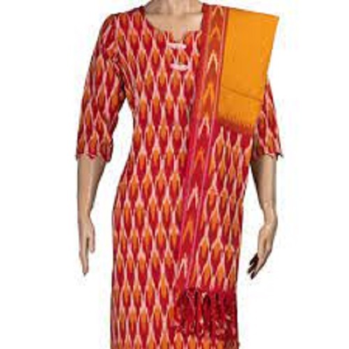 Women Skin Friendly Elegant Look Round Neck 3/4 Sleeves Multicolor Cotton Suit